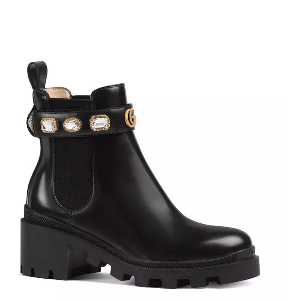 GUCCI Leather Ankle Boot with Belt